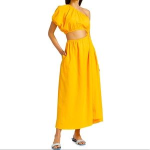 FARM Rio One-Shoulder Open-Waist Midi Dress